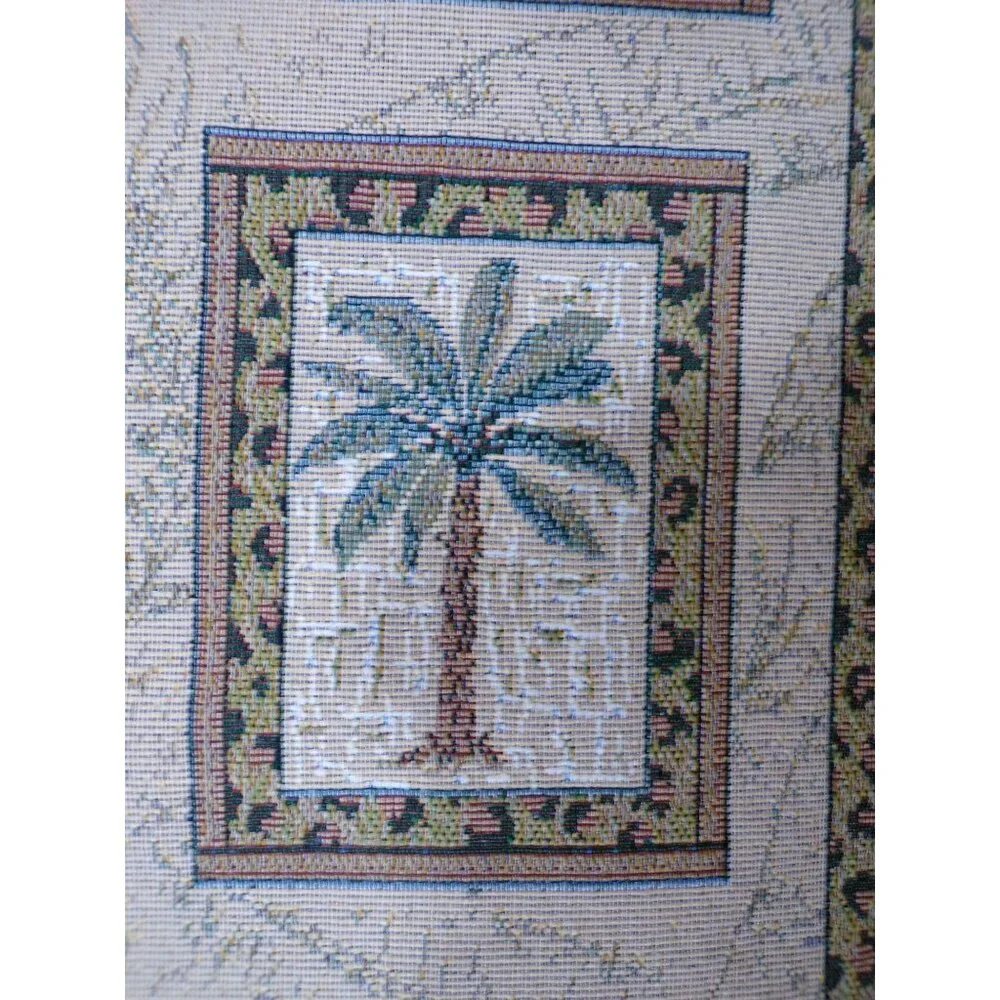 vtg‎ Palm Tree Tapestry Placemats Six Tropical Bombay BeachCore Green trim READ